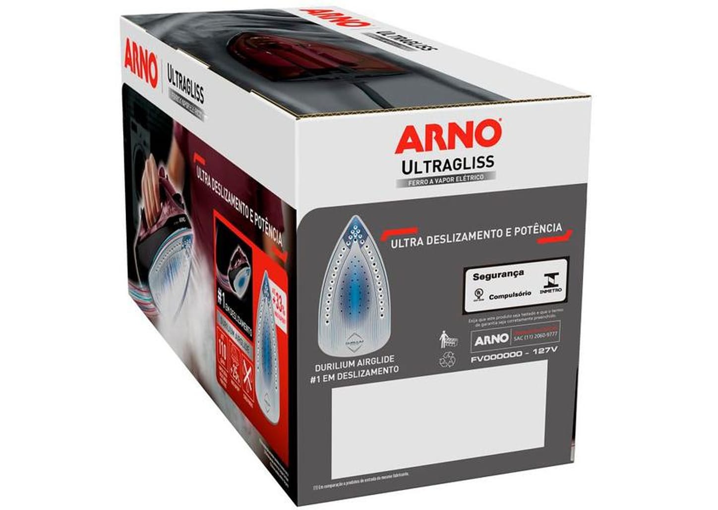 Ferro de Passar Roupa a Vapor Arno Ultragliss FMV - Rosa e Preto