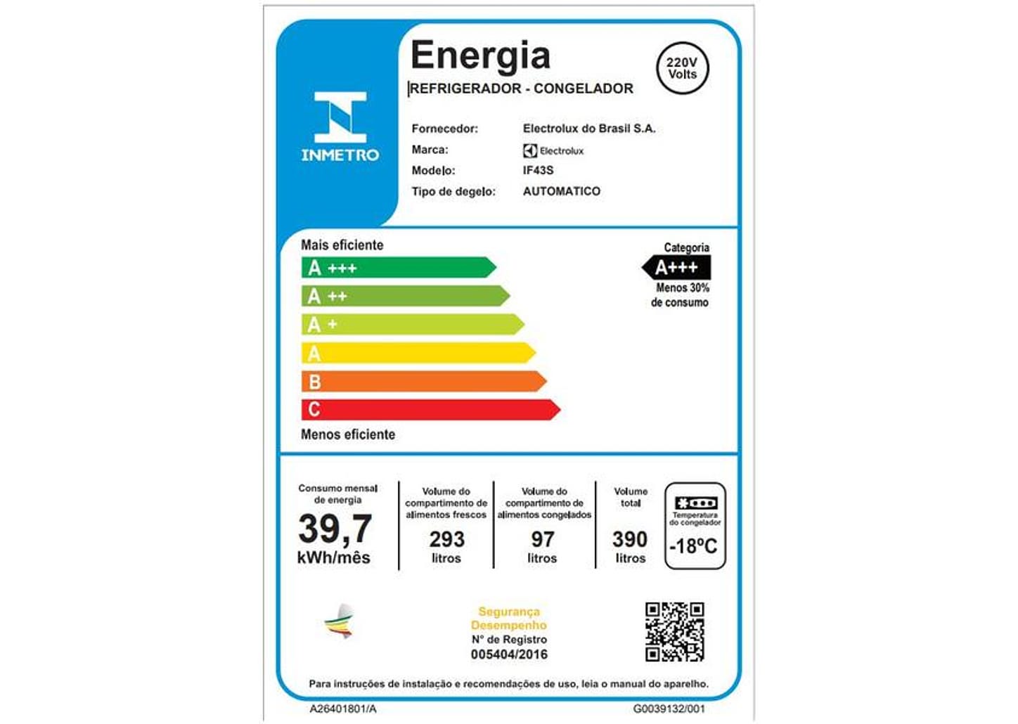Geladeira/Refrigerador Electrolux Degelo - Automático Duplex 390L Efficient IF43S