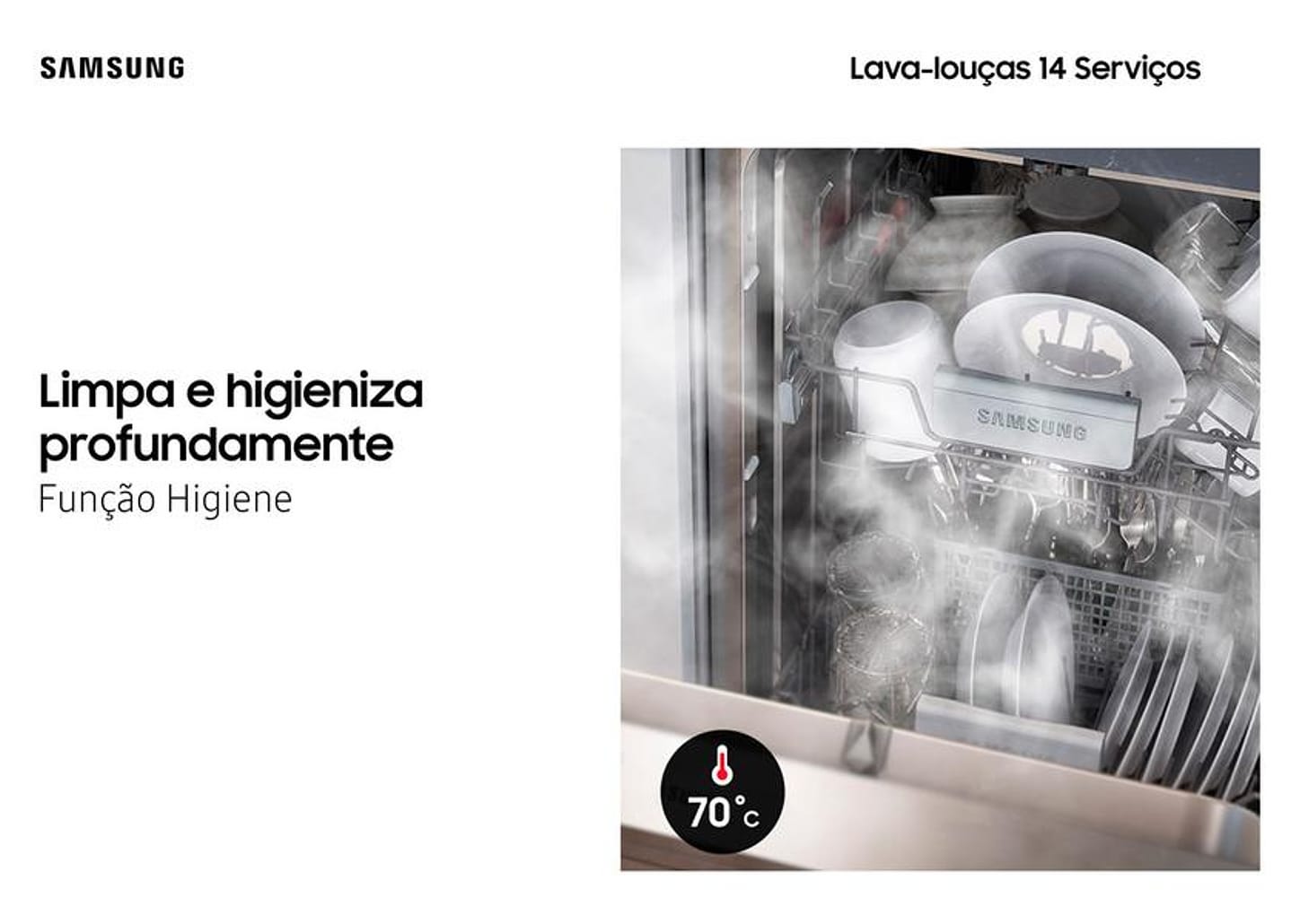 Lava-louças Samsung 14 Serviços com Função - Higienizar DW60C7050 Preta