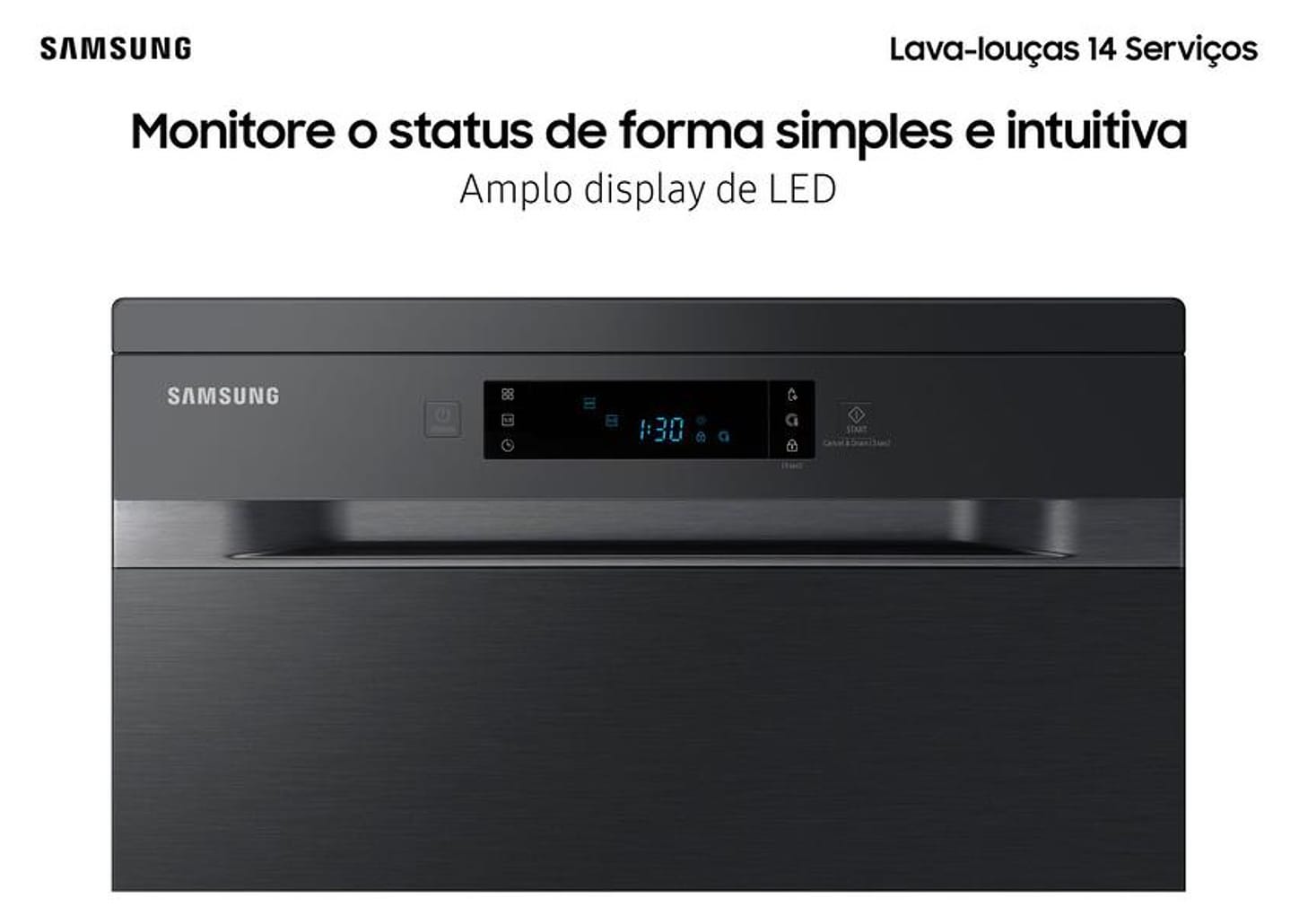 Lava-louças Samsung 14 Serviços com Função - Higienizar DW60C7050 Preta