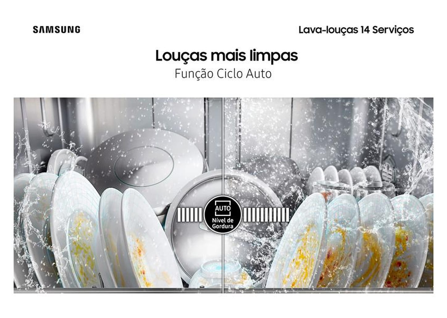 Lava-louças Samsung 14 Serviços com Função - Higienizar DW60C7050 Preta