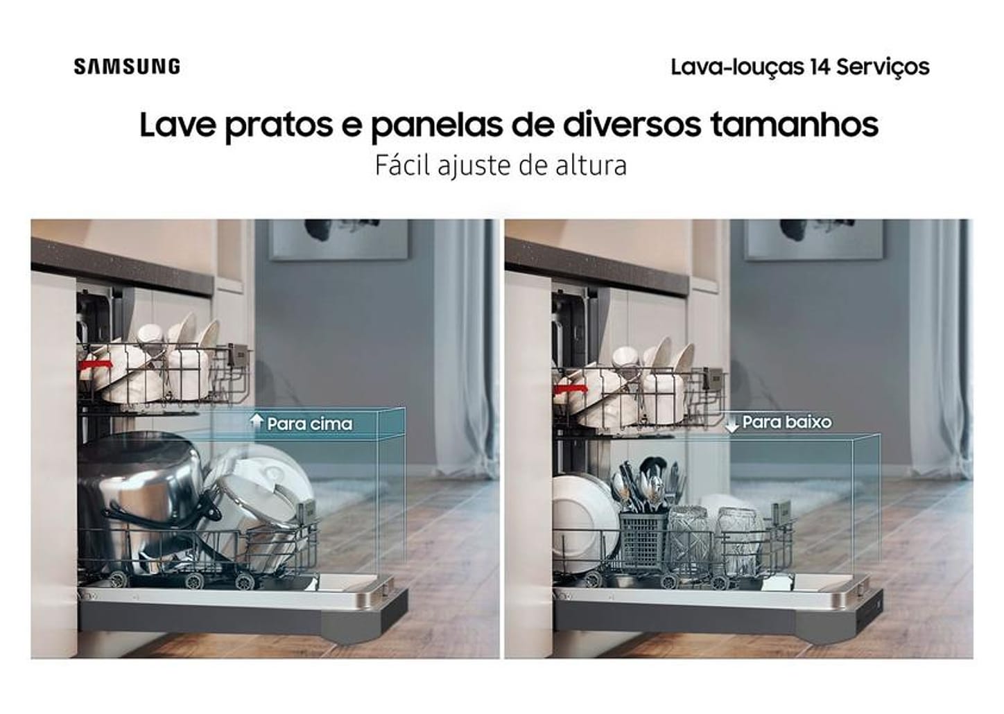 Lava-louças Samsung 14 Serviços com Função - Higienizar DW60C7050 Preta