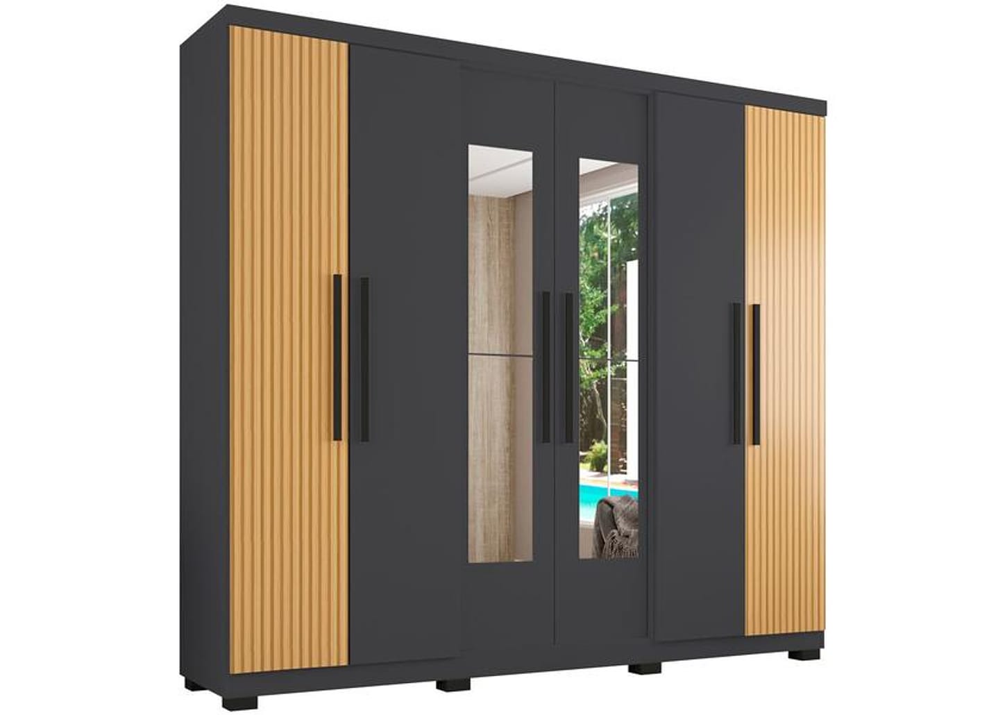 Guarda-roupa Casal com Espelho 6 Portas 4 Gavetas Araplac Braga