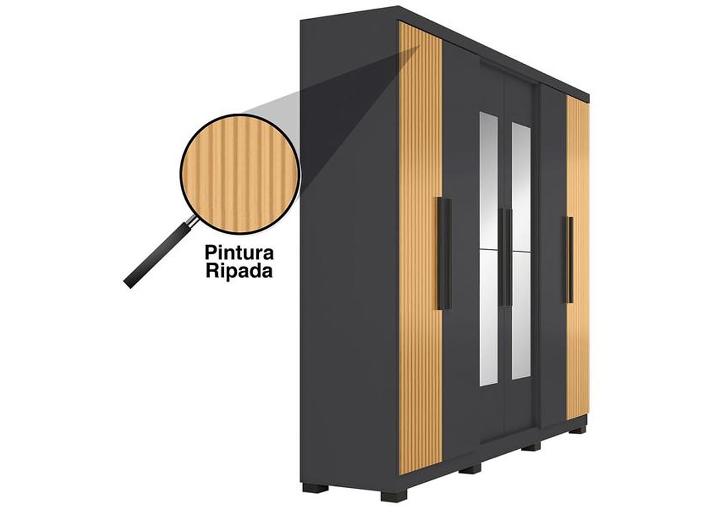 Guarda-roupa Casal com Espelho 6 Portas 4 Gavetas Araplac Braga