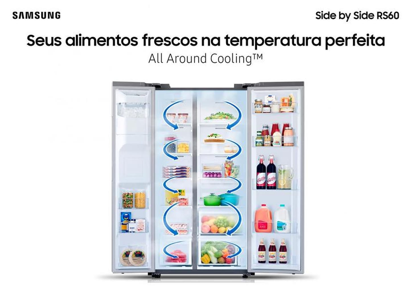 Geladeira/Refrigerador Samsung Frost Free Side by - Side 602L com Dispenser de Água e Gelo