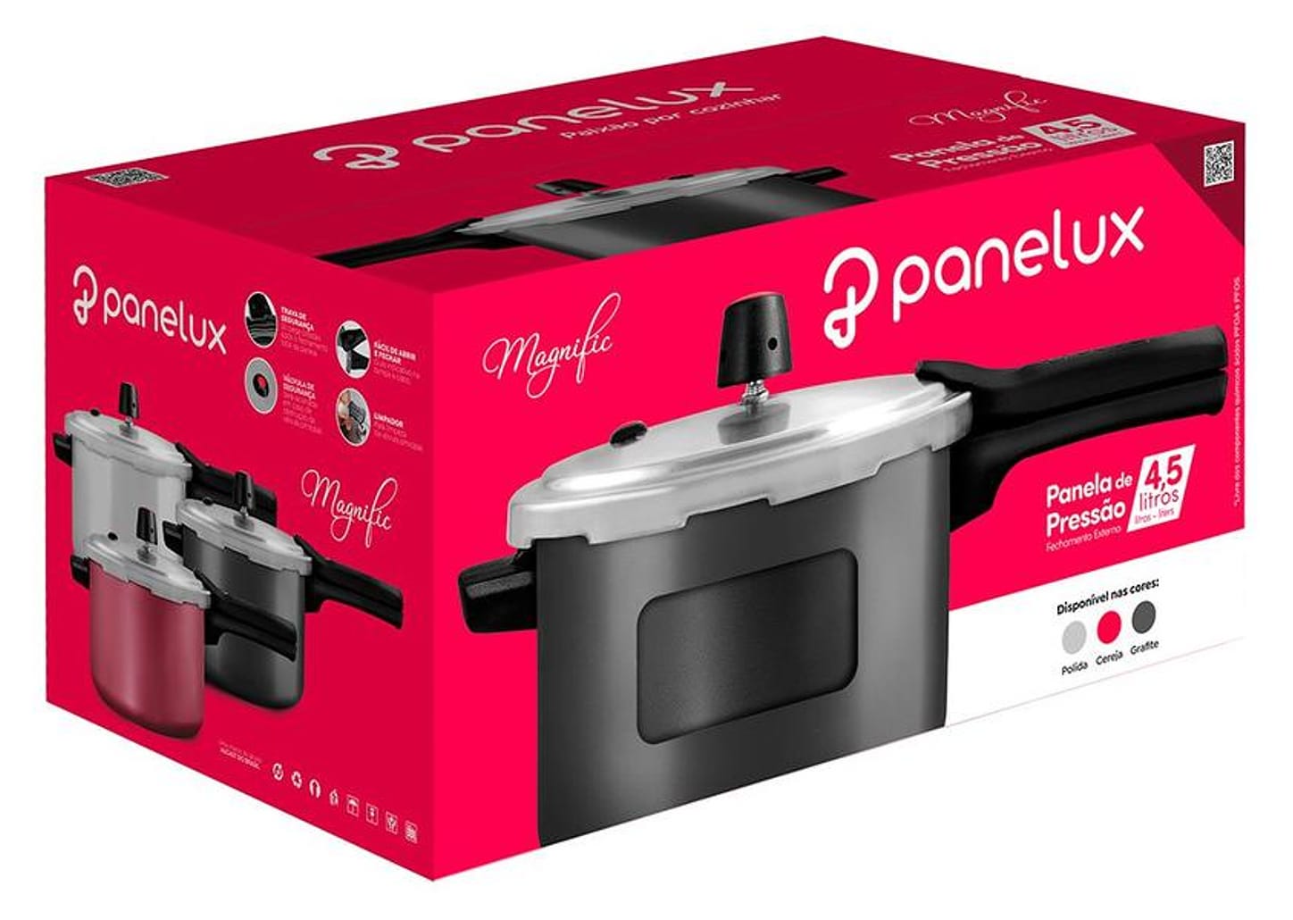 Panela de Pressão Panelux 4,5L Grafite Fechamento Externo Magnific