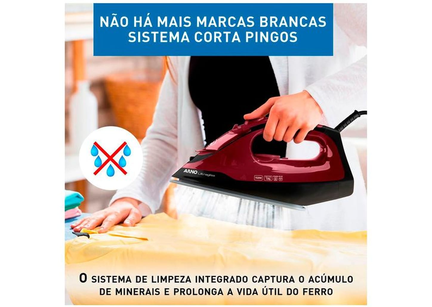 Ferro de Passar Roupa a Vapor Arno Ultragliss FMV - Rosa e Preto