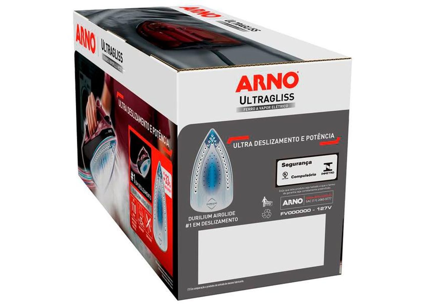 Ferro de Passar Roupa a Vapor Arno Ultragliss FMV - Rosa e Preto