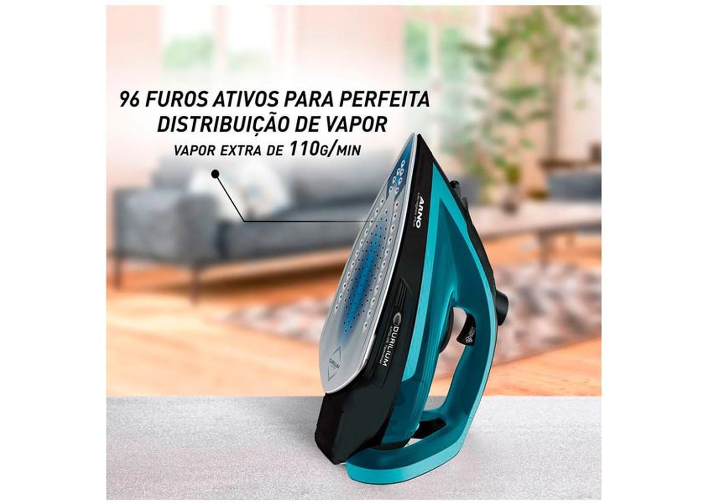 Ferro de Passar Roupa a Vapor Arno Ultragliss Plus - FMY Azul e Preto
