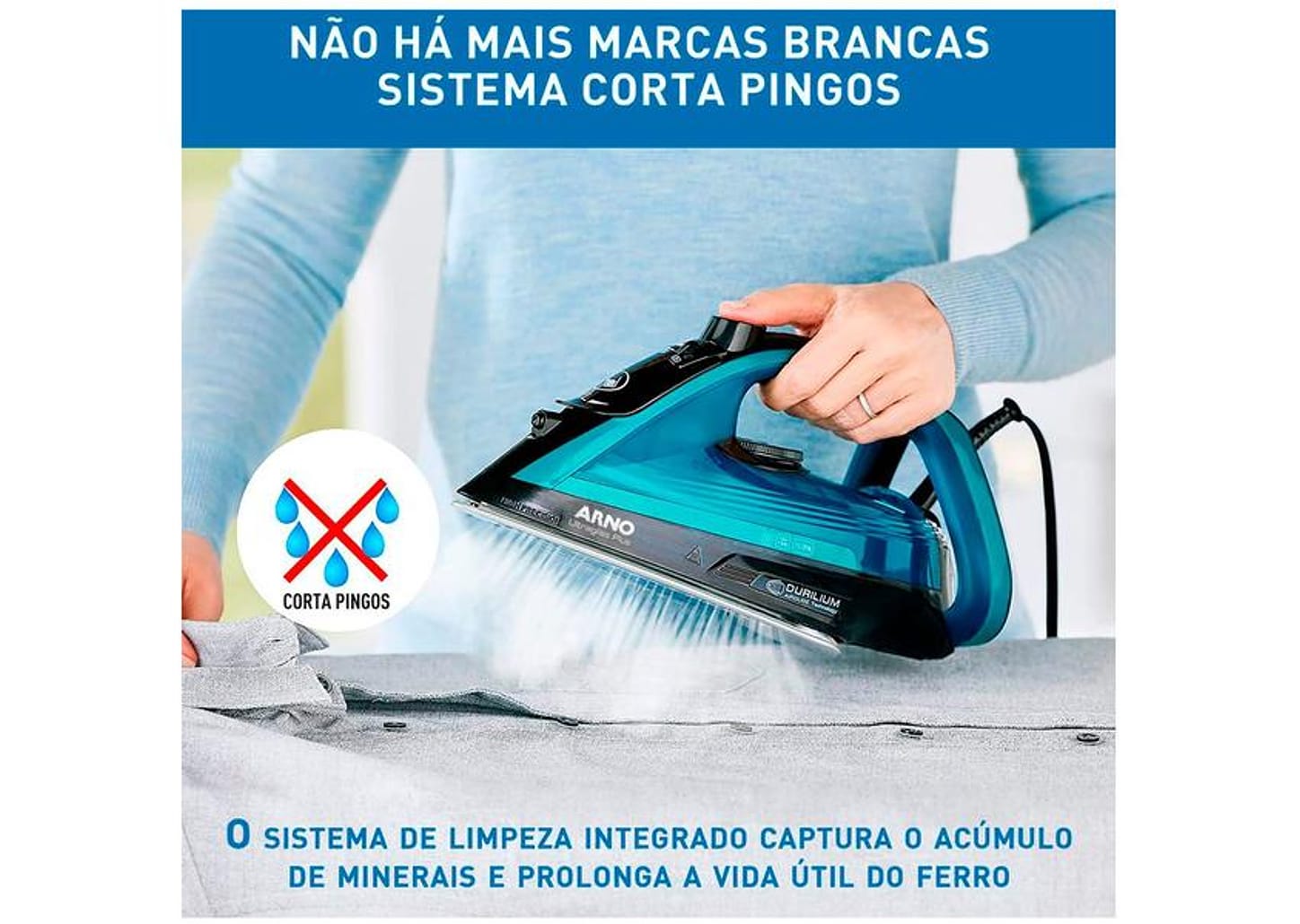 Ferro de Passar Roupa a Vapor Arno Ultragliss Plus - FMY Azul e Preto