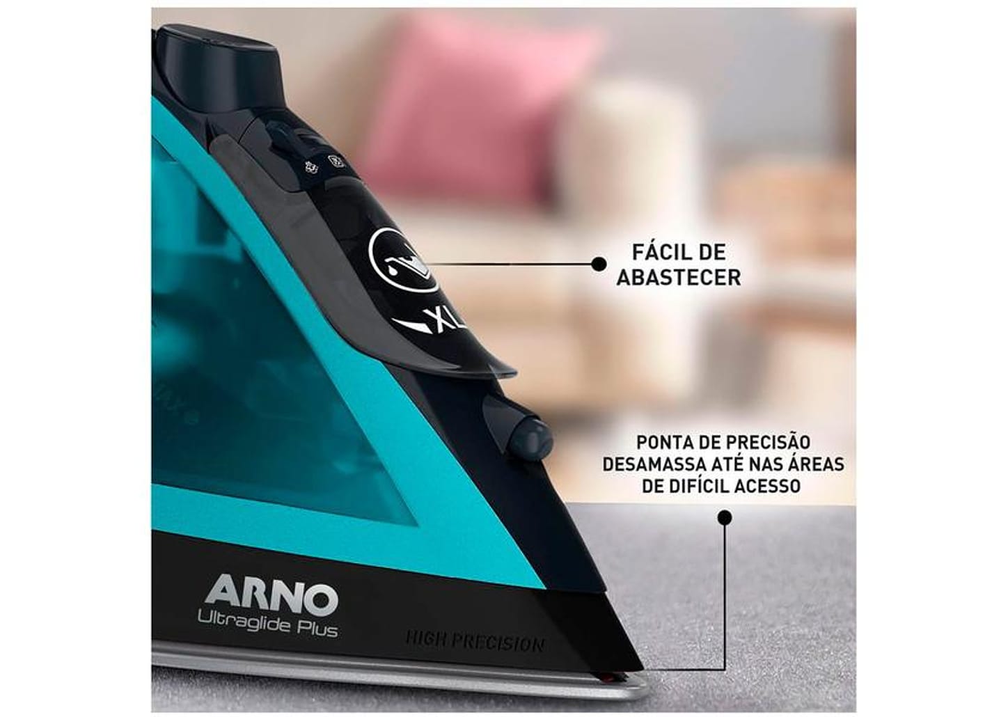 Ferro de Passar Roupa a Vapor Arno Ultragliss Plus - FMY Azul e Preto