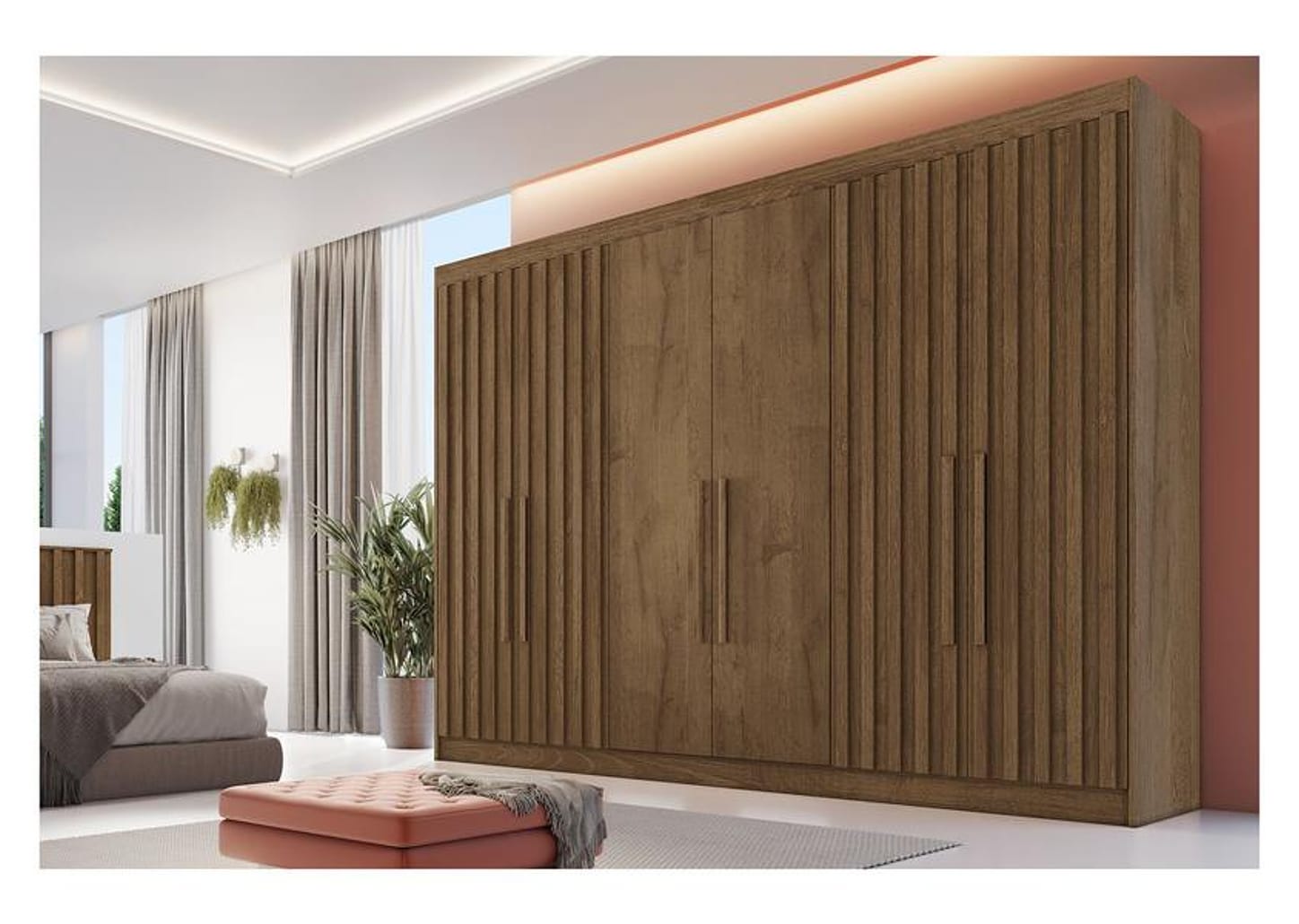 Guarda-roupa Casal 6 Portas 6 Gavetas Móveis Europa Ripado Potente Móveis Europa