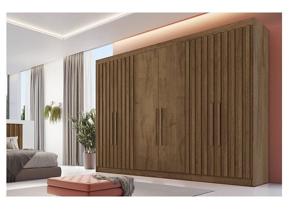 Guarda-roupa Casal 6 Portas 6 Gavetas Móveis Europa Ripado Potente Móveis Europa