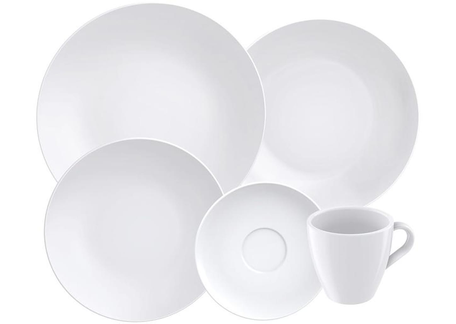 Aparelho de Jantar e Chá 20 Peças Tramontina de Porcelana Branco Redondo Silvia