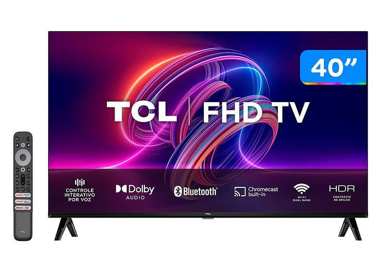 Smart TV 40” Full HD LED TCL 40S5400A Android - Wi-Fi Bluetooth Google Assistente 2 HDMI 1 USB