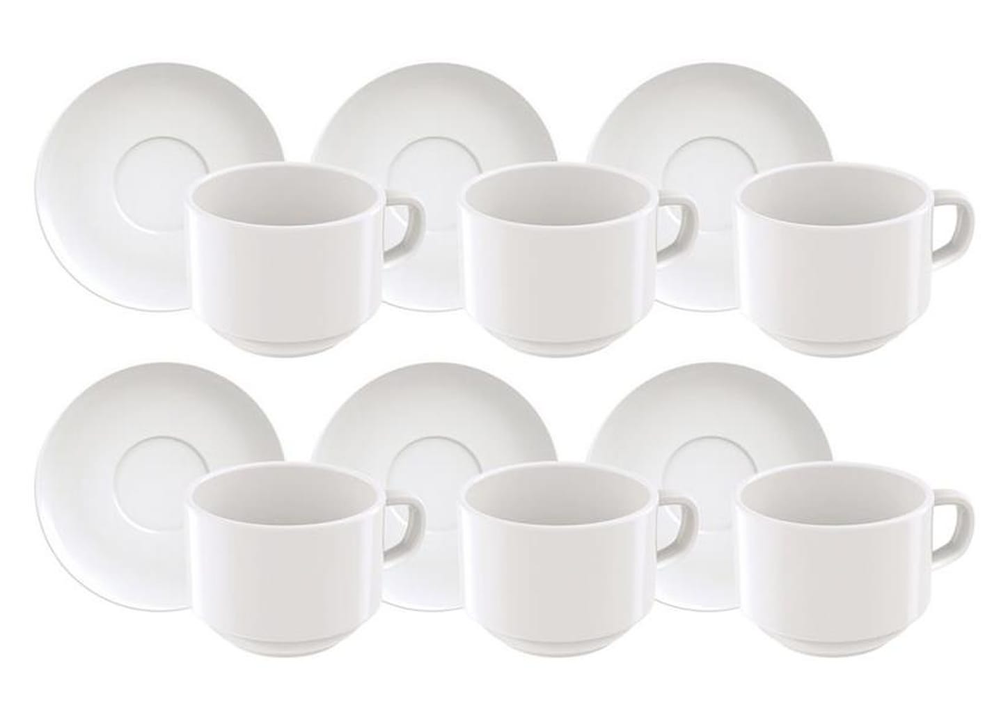 Jogo de Xícaras de Chá de Porcelana 240ml - Tramontina Paola 6 Peças