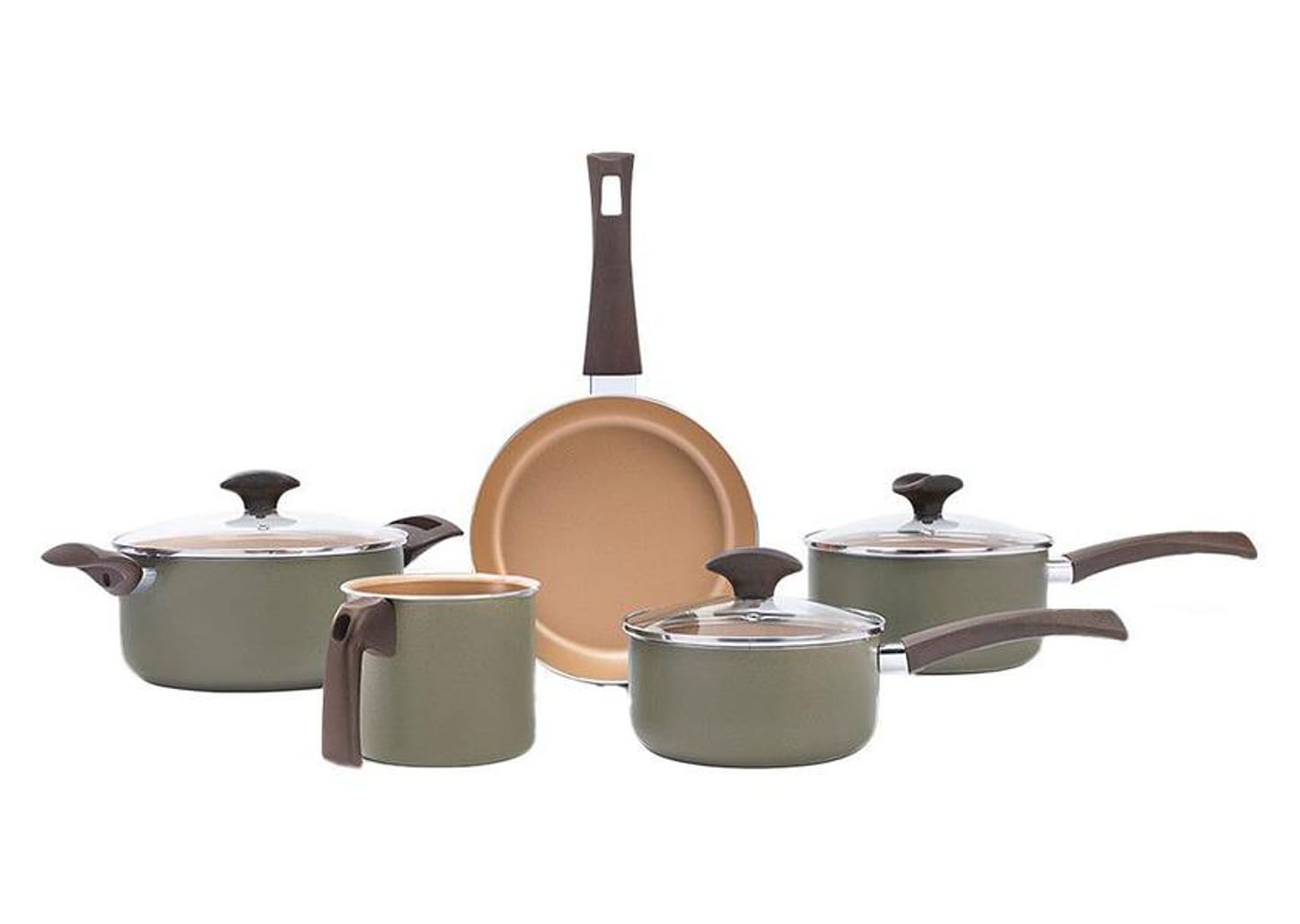 Jogo de Panelas Brinox de Alumínio Verde 5 Peças - Green 7235/100