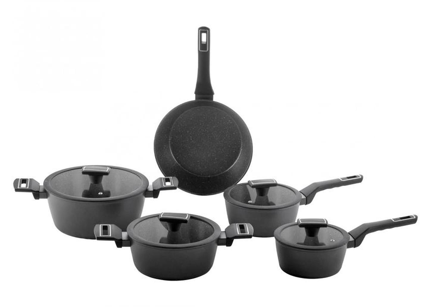 Jogo de Panelas Brinox Revestimento Cerâmico de Alumínio Preto 5 Peças Carbon Ceramic Life