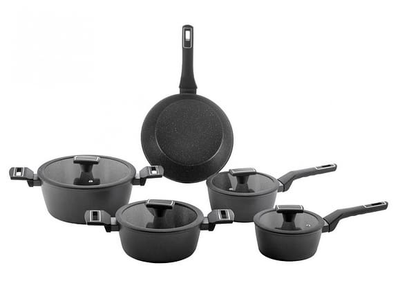 Jogo de Panelas Brinox Revestimento Cerâmico de Alumínio Preto 5 Peças Carbon Ceramic Life