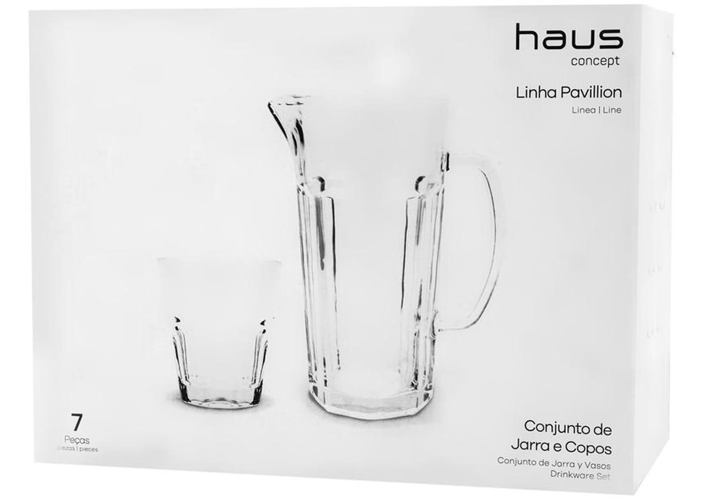Conjunto de Jarra 1L e Copos 300ml de Vidro Haus - Pavillion 7 Peças