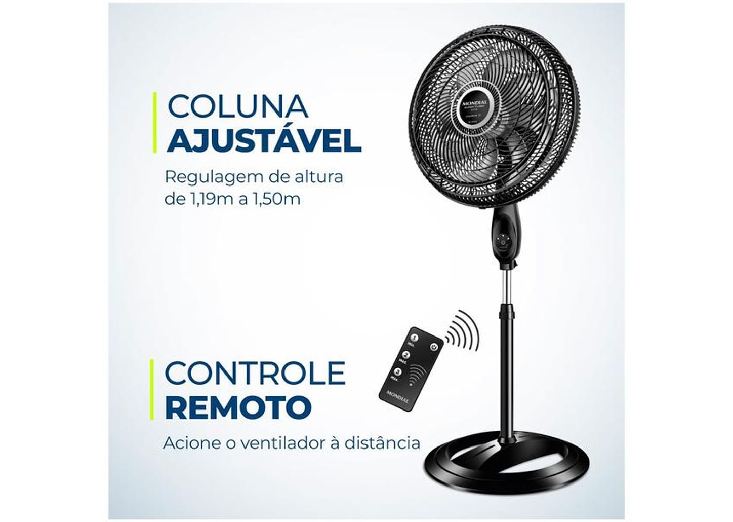 Ventilador de Coluna Mondial VTX-40C-8P-CR 40cm 3 Velocidades Controle Remoto