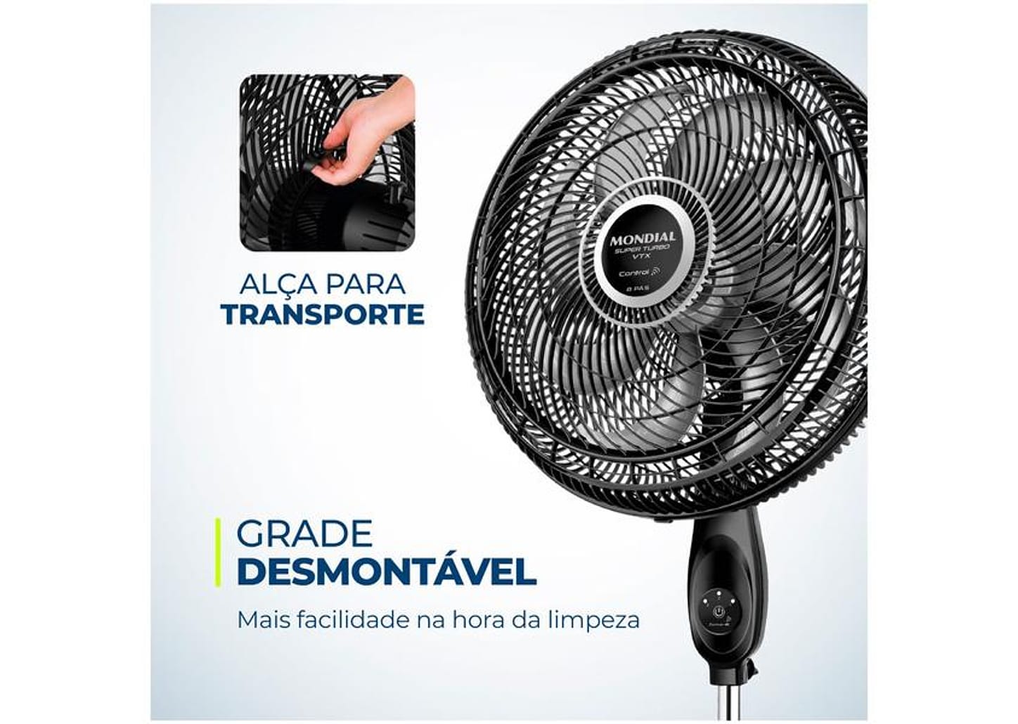 Ventilador de Coluna Mondial VTX-40C-8P-CR 40cm 3 Velocidades Controle Remoto