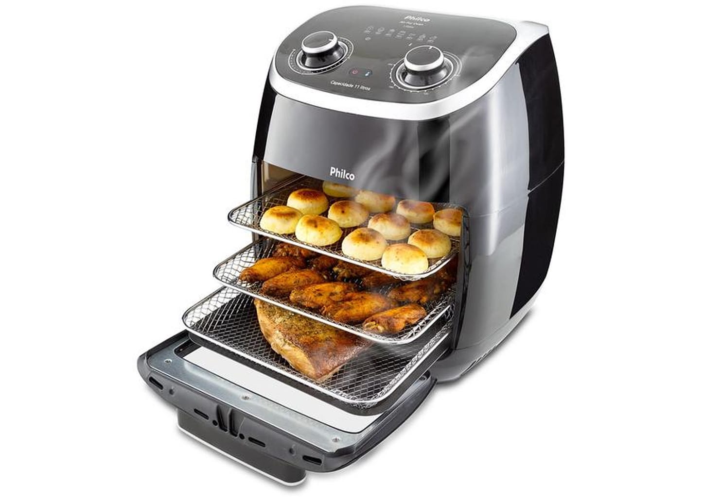 Fritadeira Elétrica sem Óleo/Air Fryer Philco 2 em 1 Air Fry e Forno Oven PFR2000P Preto 11L