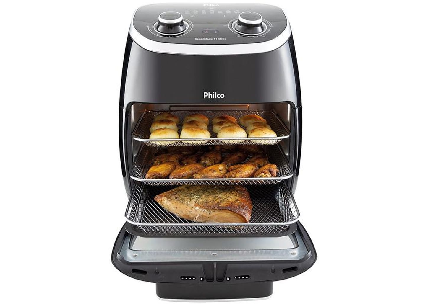 Fritadeira Elétrica sem Óleo/Air Fryer Philco 2 em 1 Air Fry e Forno Oven PFR2000P Preto 11L