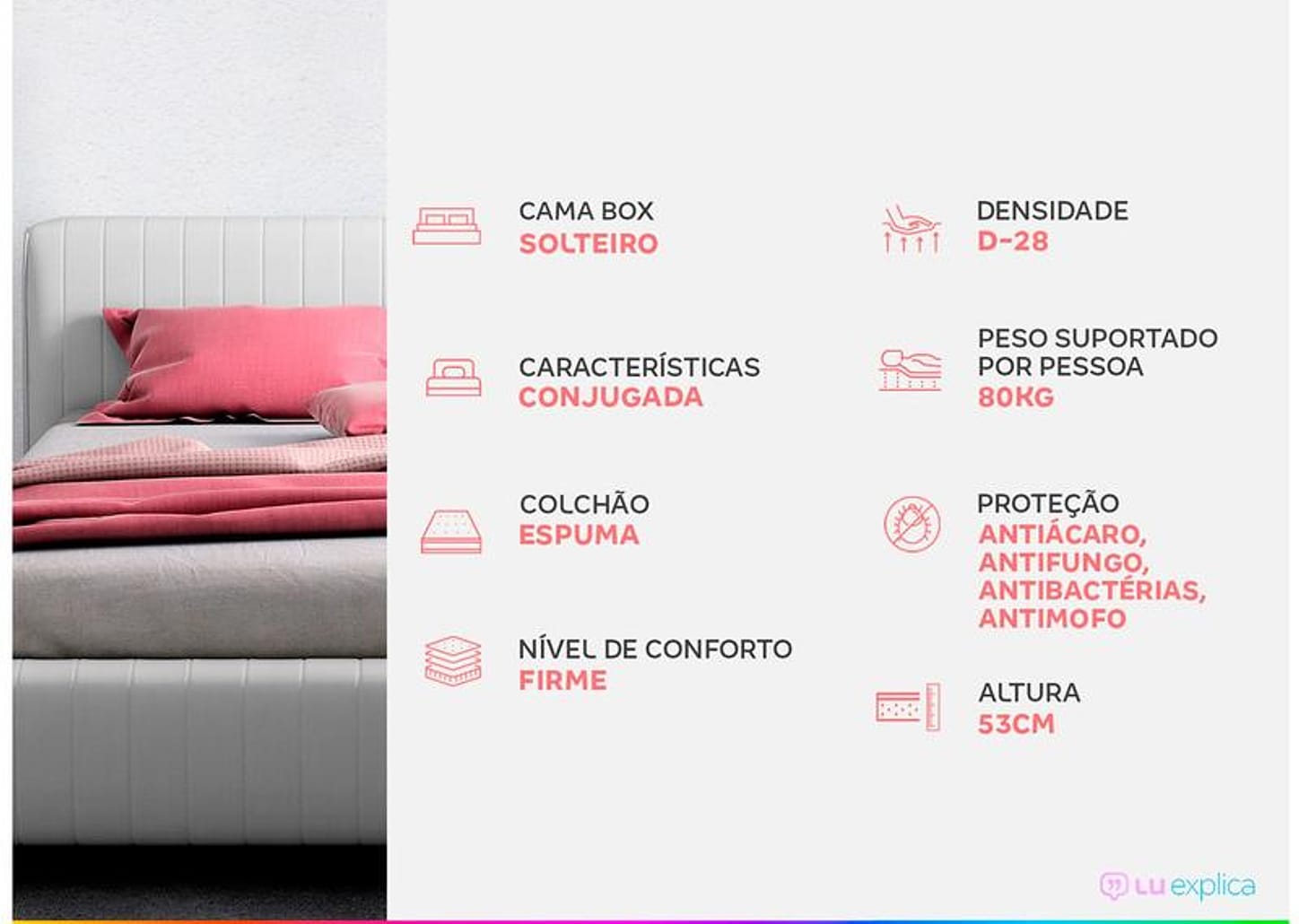 Cama Box Solteiro Aiam Colchões Conjugada 53x88x188cm Super Box D28