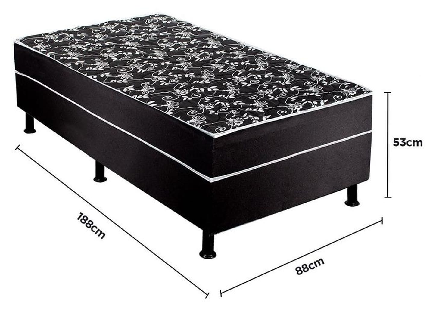 Cama Box Solteiro Aiam Colchões Conjugada 53x88x188cm Super Box D28