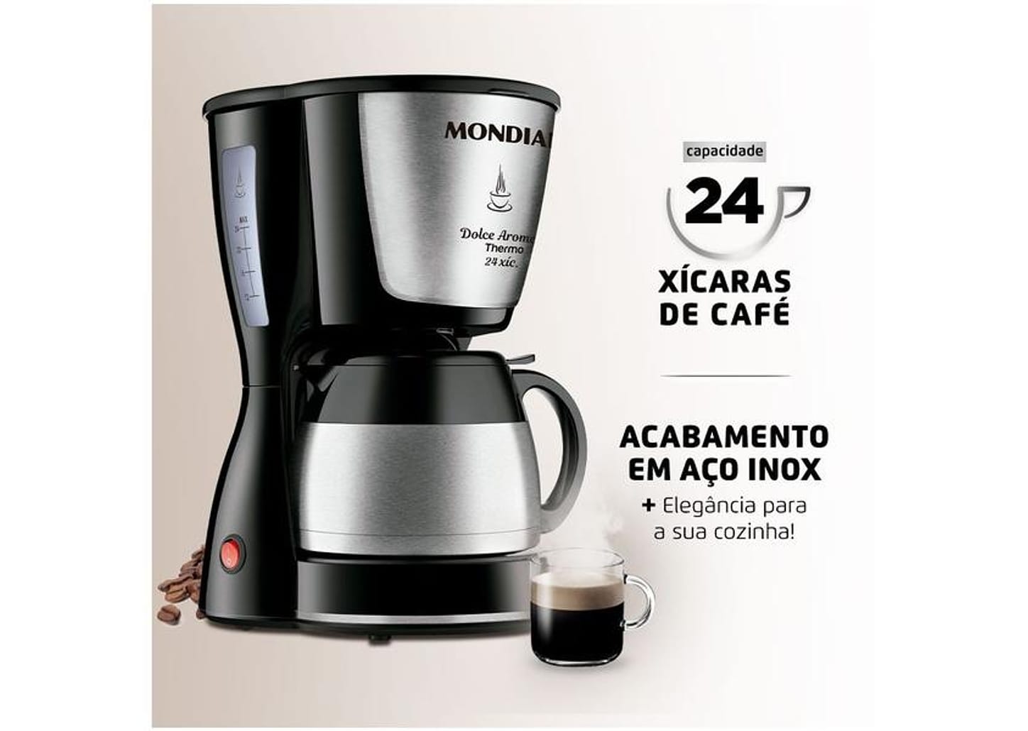 Cafeteira Elétrica Mondial Dolce Aroma Thermo 24 Cafés Preta