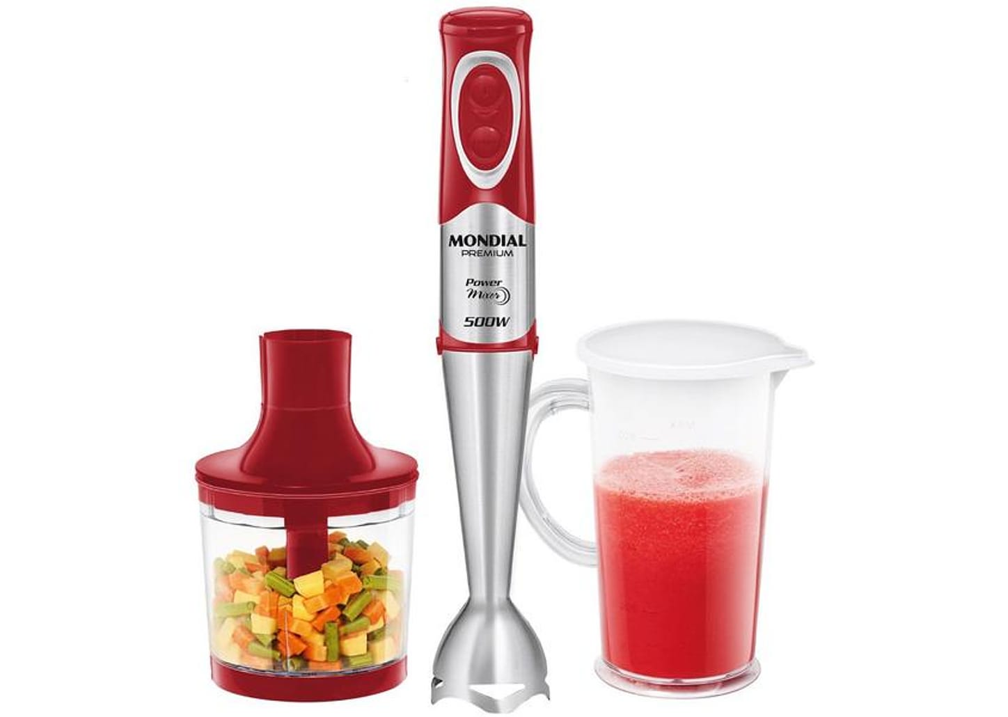 Mixer 2 em 1 Mondial 500W Vermelho e Inox - M-10 2 Velocidades