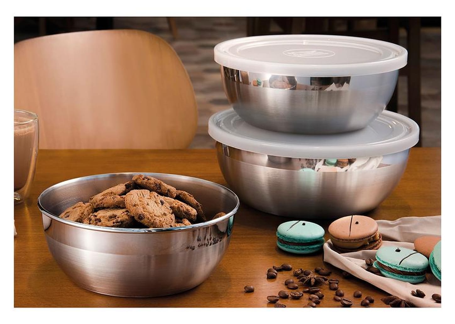 Jogo de Potes de Inox Tramontina com Tampa - Redondo Freezinox 2 Peças