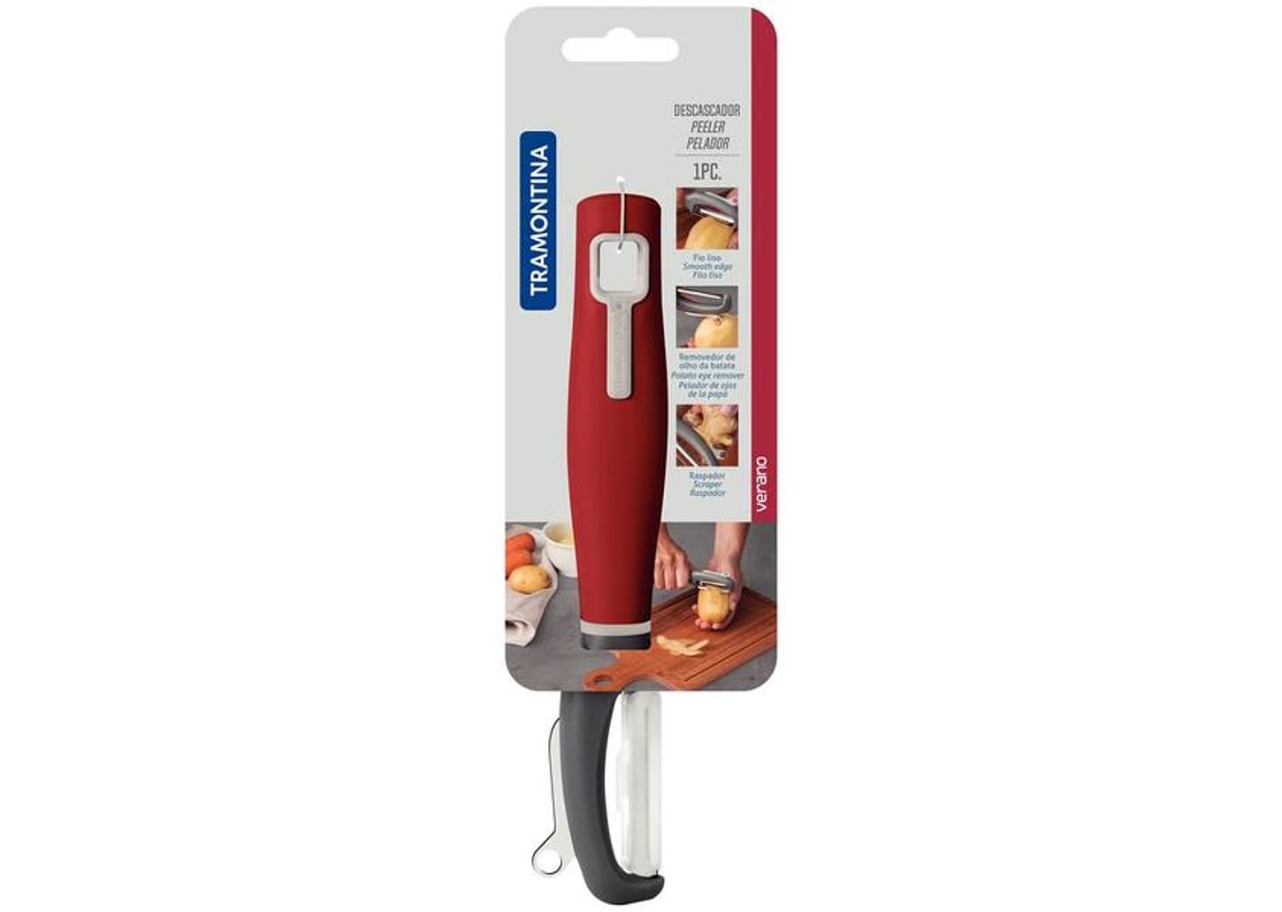 Descascador de Legumes Tramontina Inox Verano 25585170 Vermelho