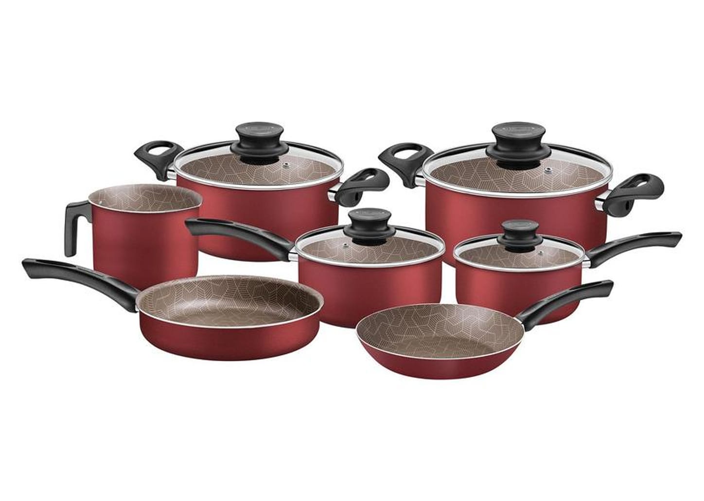 Jogo de Panelas Tramontina Antiaderente de Alumínio Vermelho 7 Peças Paris