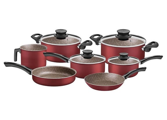Jogo de Panelas Tramontina Antiaderente de Alumínio Vermelho 7 Peças Paris