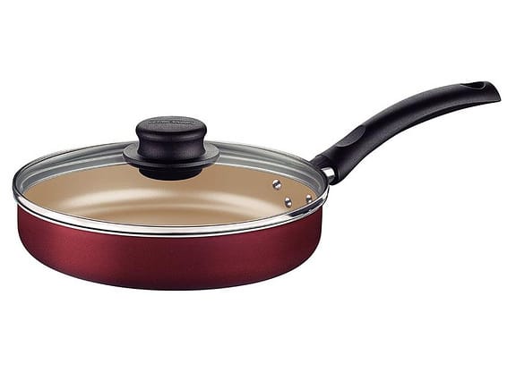 Frigideira Antiaderente Tramontina de Alumínio com Tampa Turim Vermelha 22cm