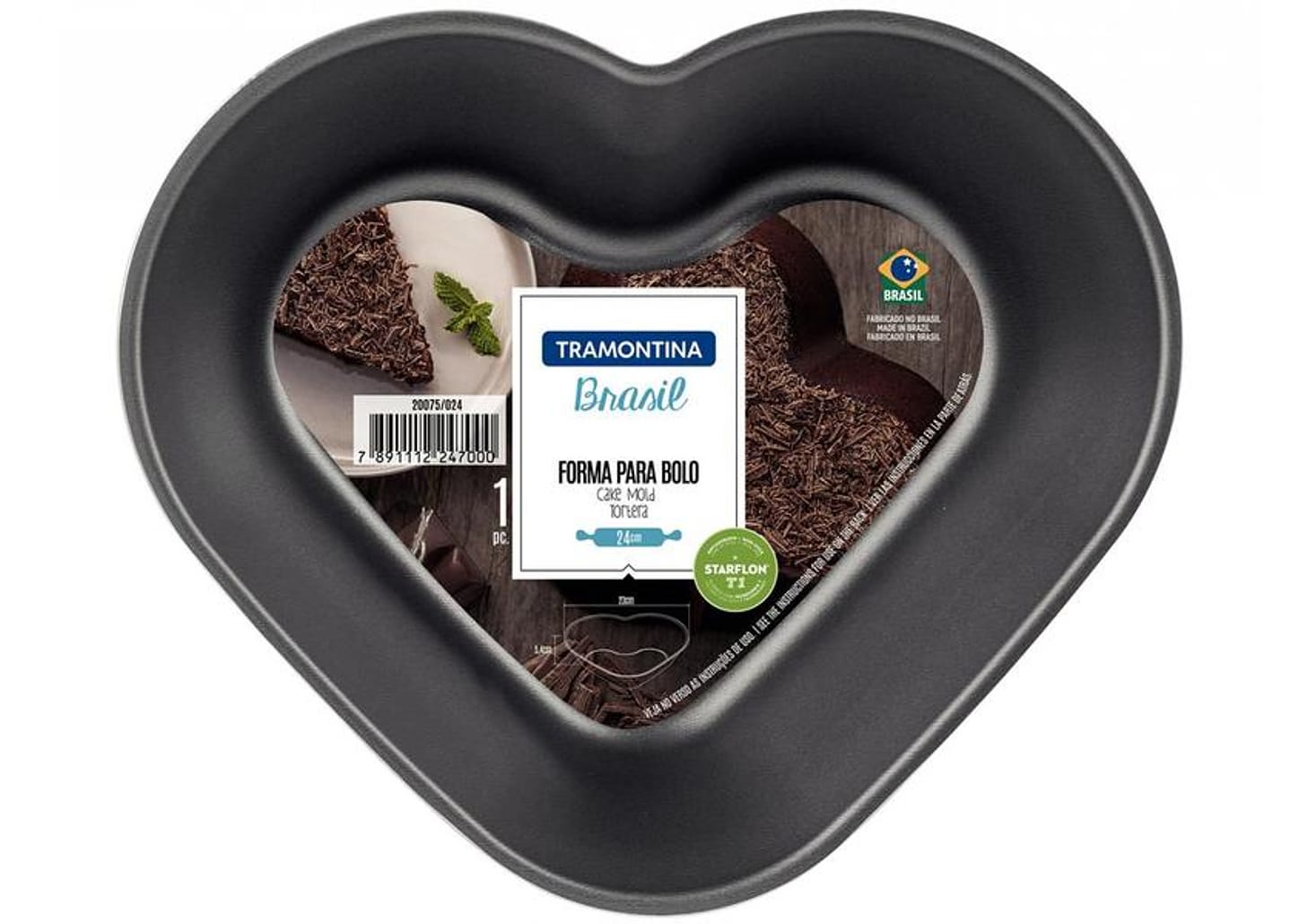 Forma para Bolo de Alumínio Antiaderente Coração - Fundo Removível 24cm Tramontina Brasil