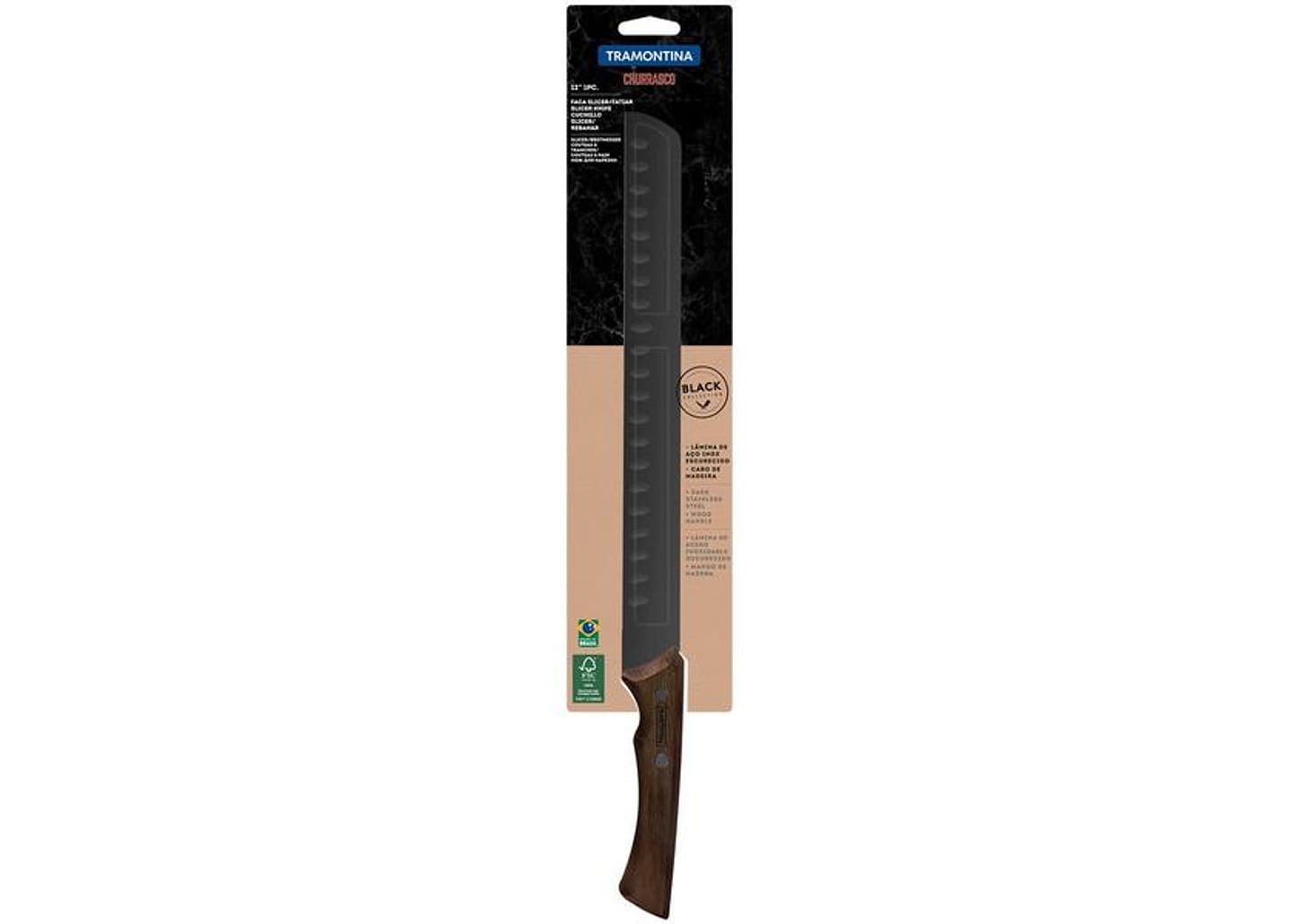 Faca para Fatiar e Picar 12” Inox Tramontina - Black