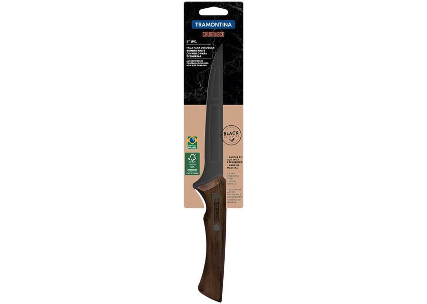 Faca para Carnes Tramontina Inox 6” - Churrasco Black 22840106
