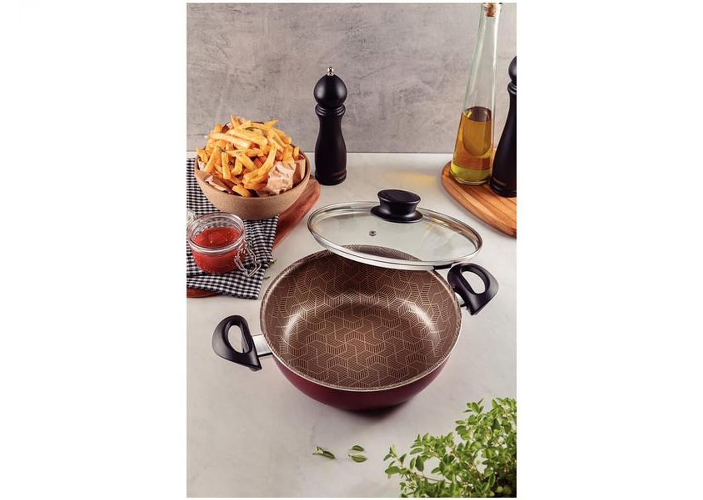 Frigideira Antiaderente Tramontina de Alumínio Funda Paris Vermelho 24cm