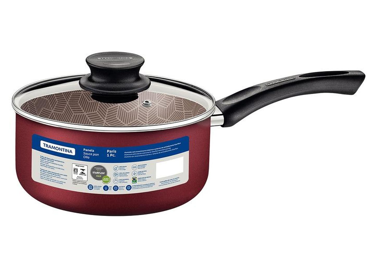 Panela Tramontina Paris Antiaderente de Alumínio Vermelho 22cm