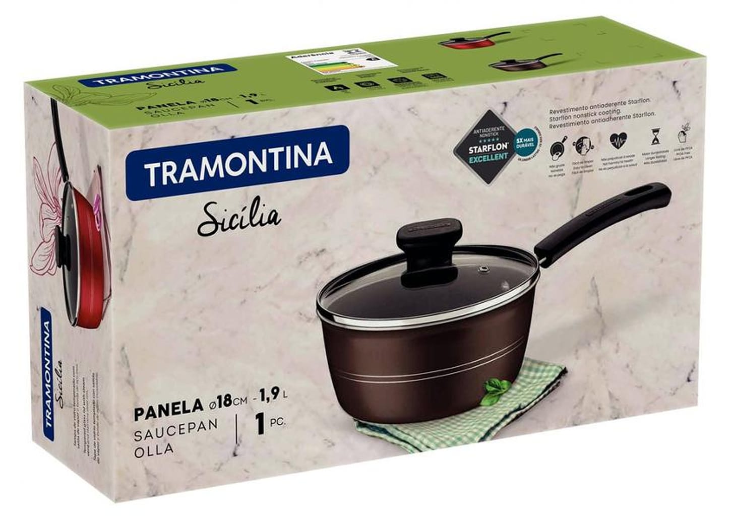 Panela Tramontina Sicília Antiaderente de Alumínio Avelã 18cm