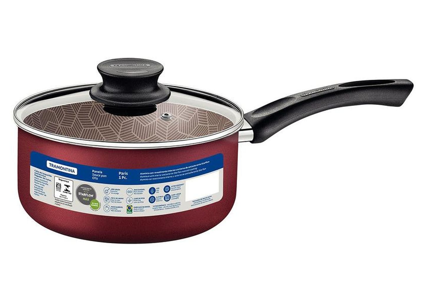 Panela Tramontina Paris Antiaderente de Alumínio Vermelho 16cm