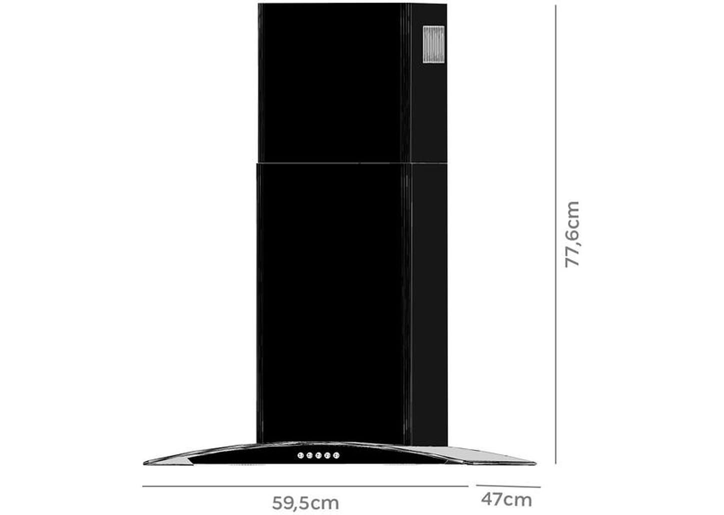 Coifa de Parede Dominox 60cm 4 Bocas - Inox 3 Velocidades Arketto Black