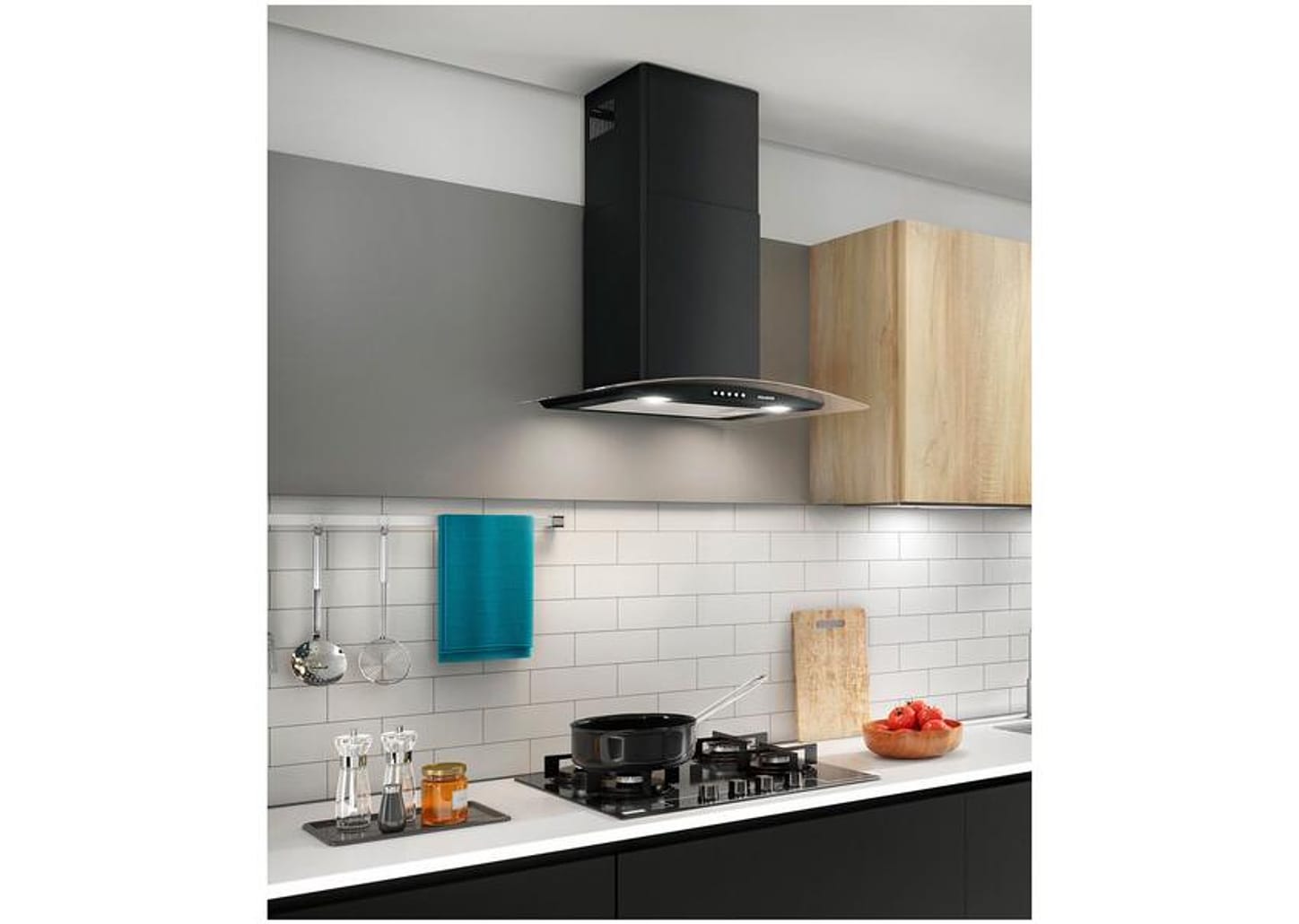 Coifa de Parede Dominox 60cm 4 Bocas - Inox 3 Velocidades Arketto Black