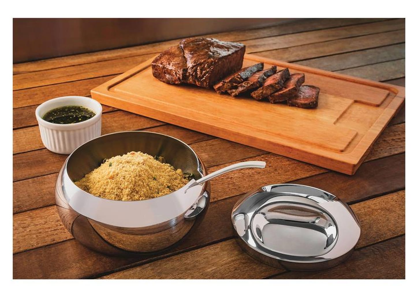 Farinheira Inox 1,1L Tramontina Service com Colher 2 Peças