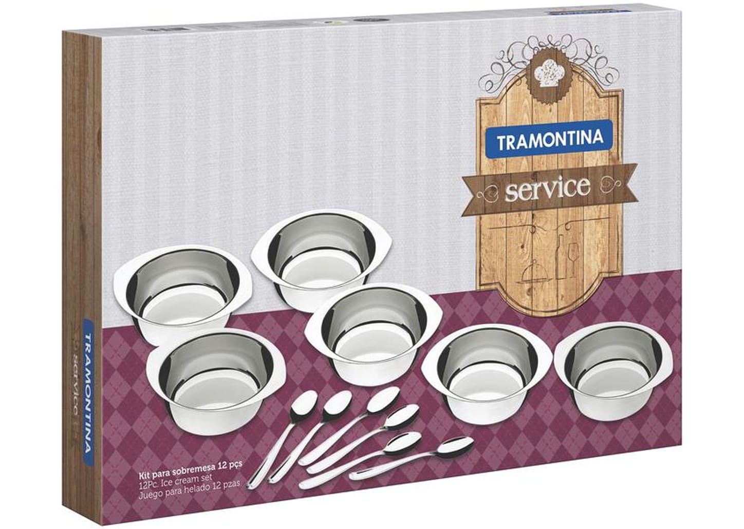 Jogo de Sobremesa de Inox Tramontina Service 12 Peças