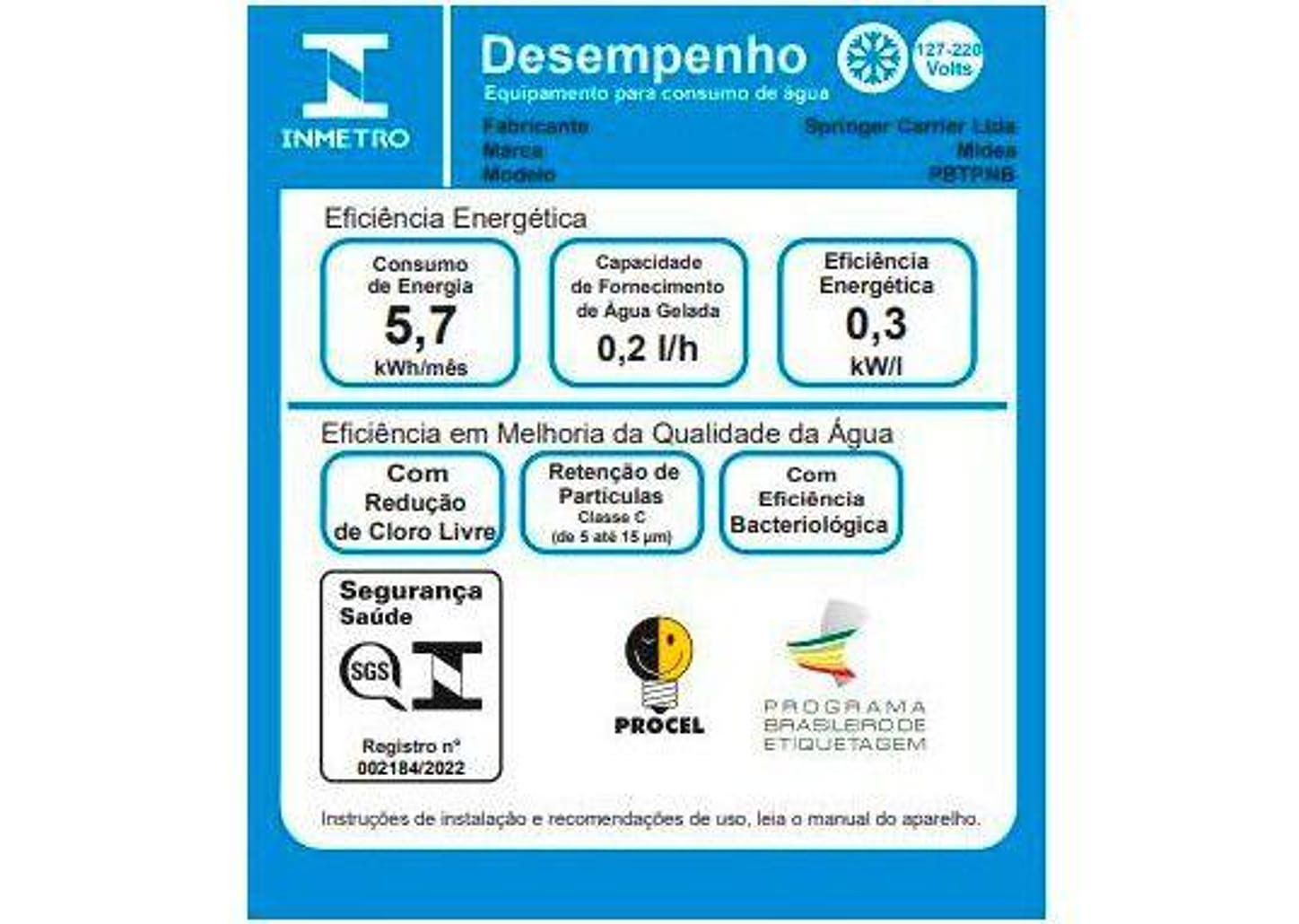 Purificador de Água Midea de Mesa e Parede - Eletrônico Preto PBTBNB Água Gelada e Natural