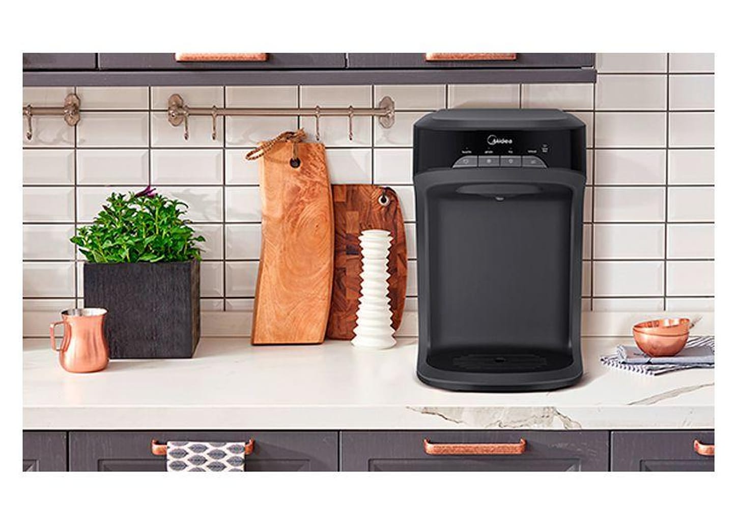 Purificador de Água Midea de Mesa e Parede - Eletrônico Preto PBTBNB Água Gelada e Natural